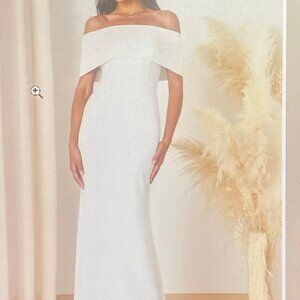White Off-the-Shoulder Mermaid Maxi Dress